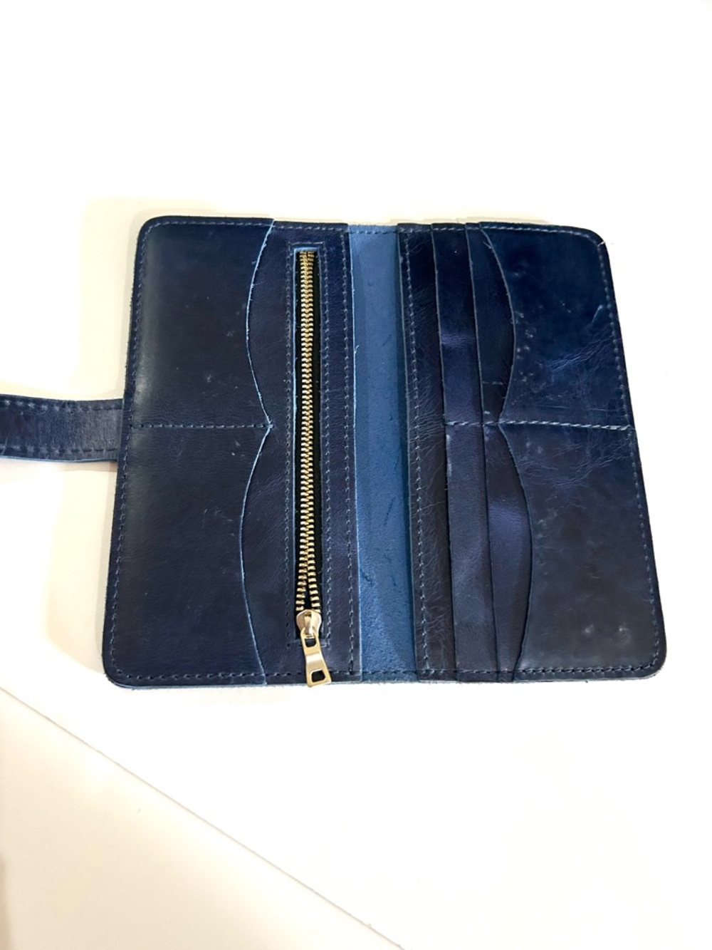 Portland Leather Goods Deep Water Navy Leather Snap Wallet - Picture 6 of 10